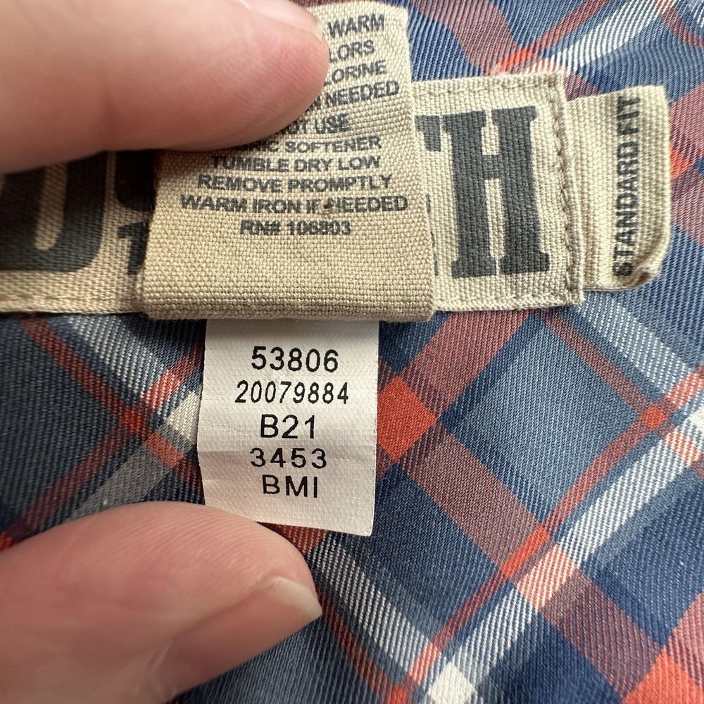 Duluth Trading Co Shirt Mens 2XL Blue Plaid Stretch Button Down Long Sleeve - Picture 8 of 11